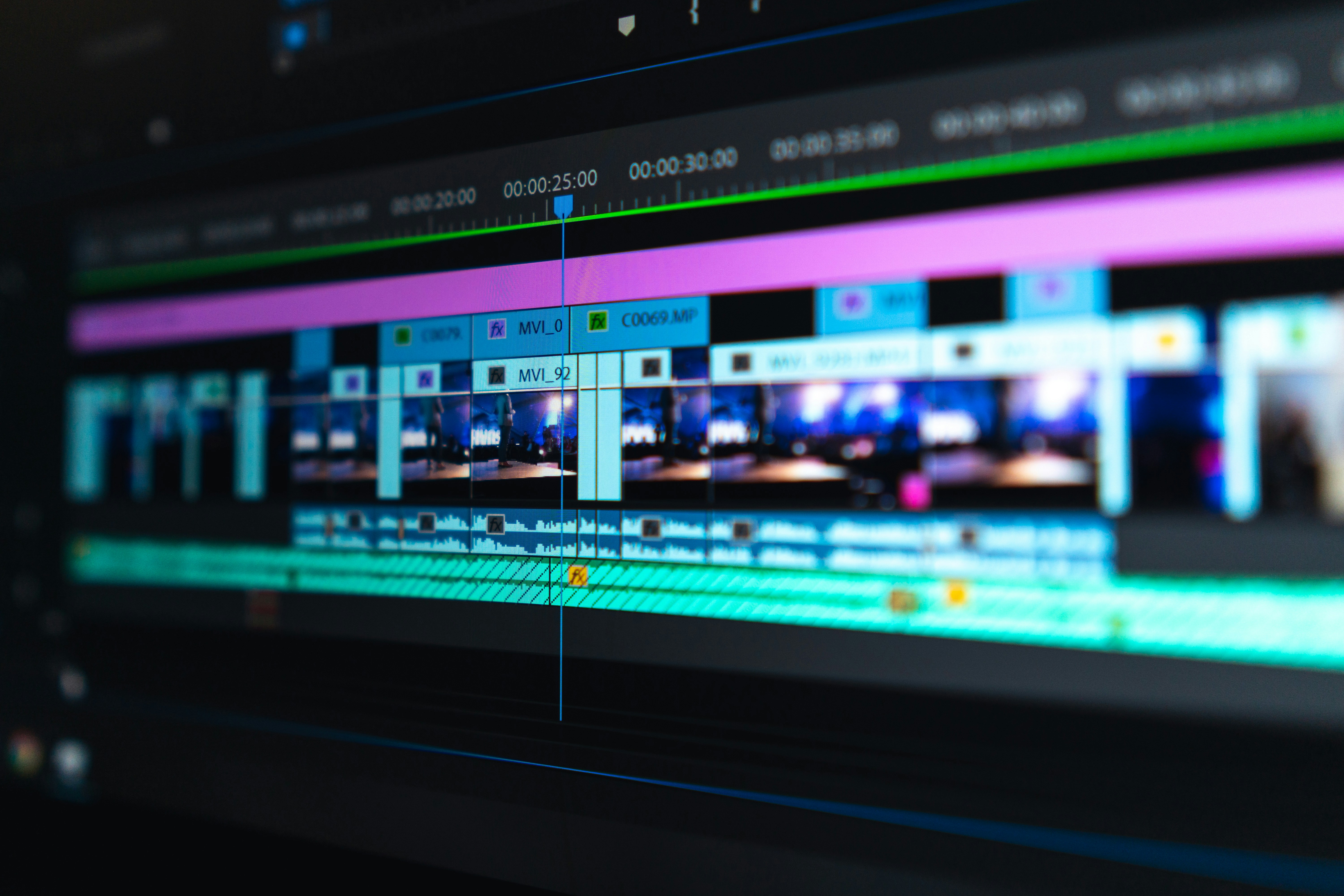Video editing on timeline